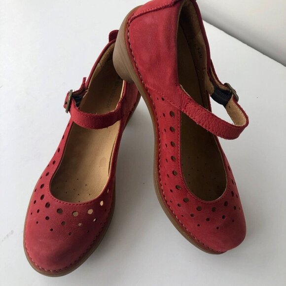 EL NATURALISTA Red Suede Leather Mary Jane Pump Comfortable Shoes Non slip EU 37 - Picture 4 of 16